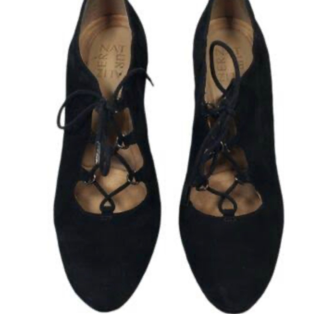 NATURALIZER Black Suede Leather Ankle Lace up Booties Women's Size 8